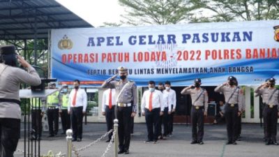 Polres Banjar Melaksanakan Apel Gelar Pasukan Ops Patuh Lodaya Tahun 2022