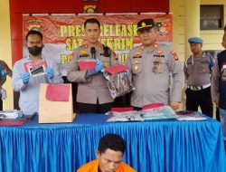 Polres Ogan Ilir Gelar Press Release Tersangka Kasus Pembunuhan Wanita Pedagang Sayur di Tanjung Harapan