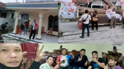 Ketua PAC Kecamatan Kayuagung Bersama Bappilu Kabupaten OKI Memasang Bendera Gerindra